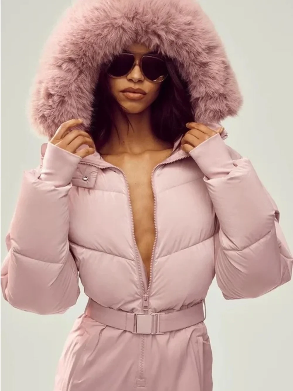 ALO Pink Champagne Polar Star Ski Suit M